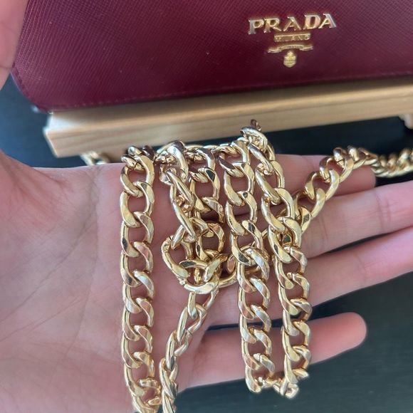Prada Milano Made in Italy Wine Red Snap Wallet with unbranded chain - Picture 3 of 16